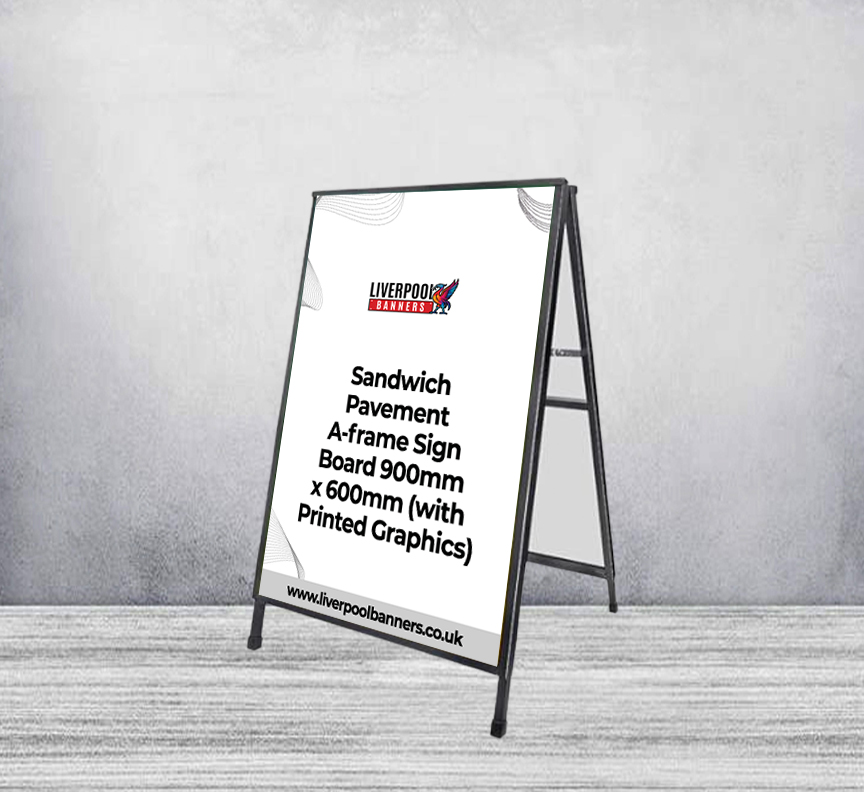 Sandwich Pavement A-frame Sign Board 900mm x 600mm (with Printed Graphics)